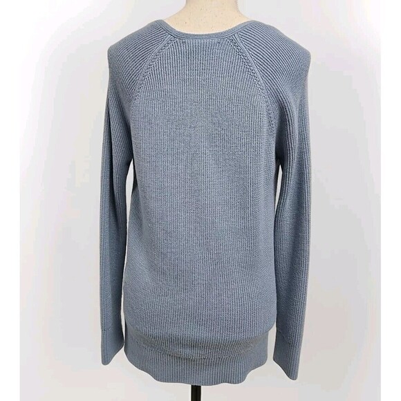 Athleta Hanover Refined V-Neck Sweater Heron Blue Merino Wool Blend Women’s XS - Picture 5 of 11